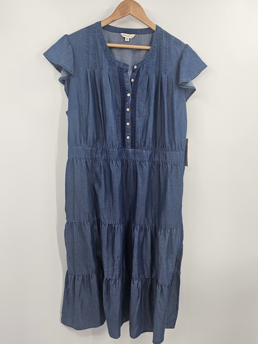 Denim Midi Dress Lace Ruffle NWT Size XXL